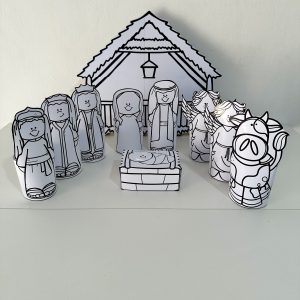Presépio 3D para colorir