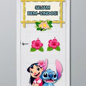 Painel de Porta Volta às Aulas Tema Stitch